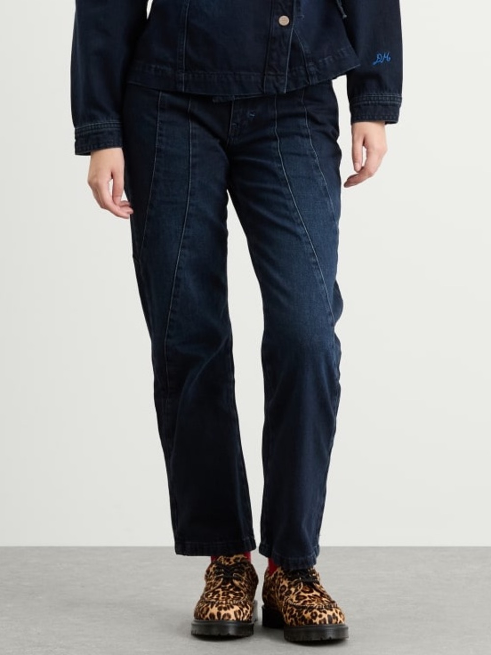 Damson Madder Juli Wavy Seam Rigid Jeans Dark Indigo Blue Cotton UK 6 US 2